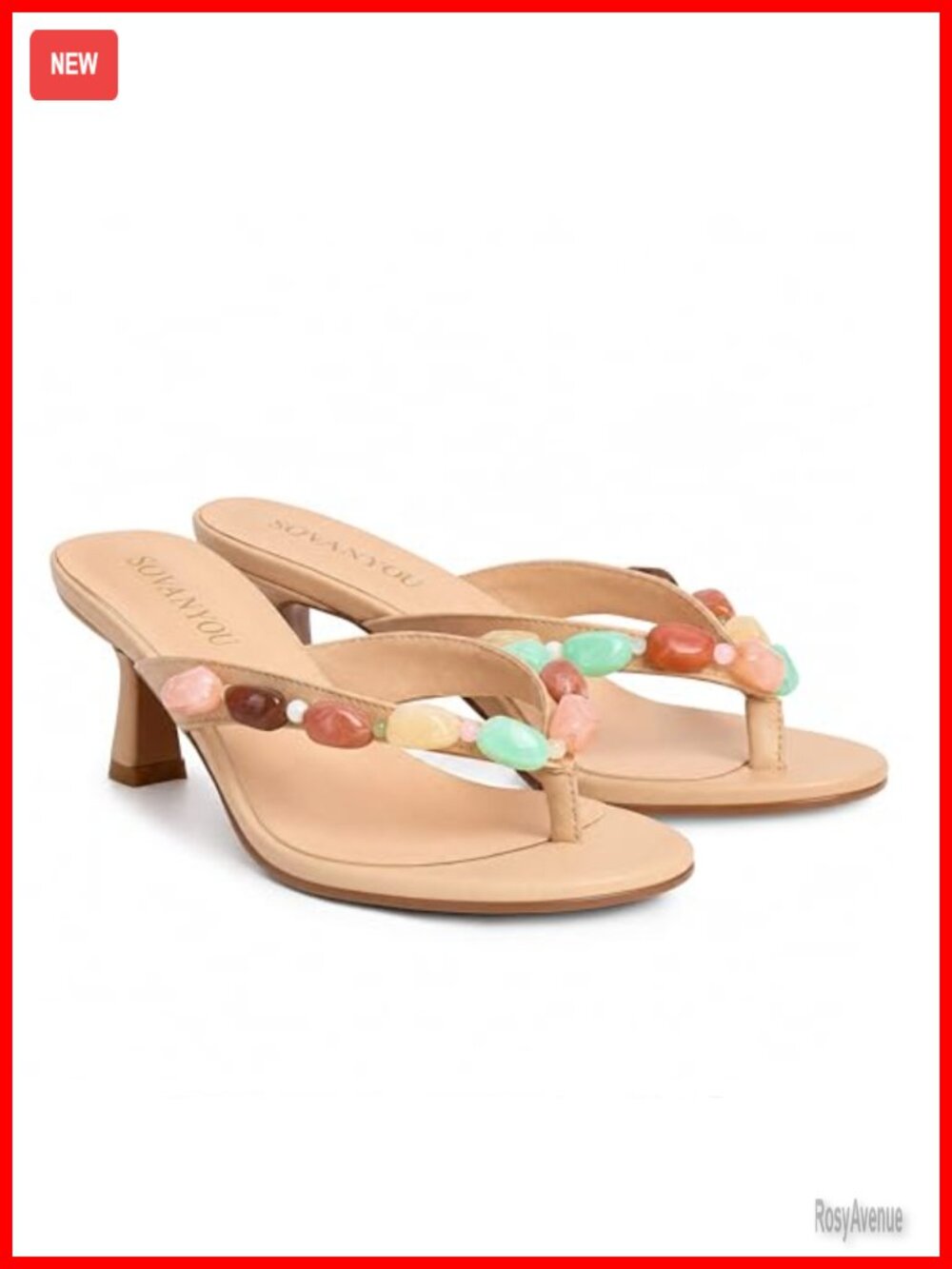 Jeweled Kitten Heel Thong Sandals Slip On Open Toe Semi Formal Party
